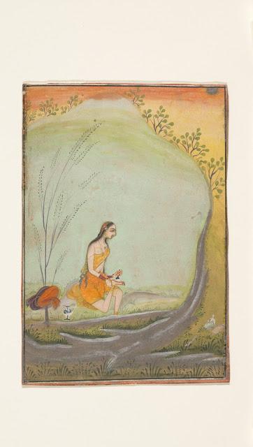 A Lady Applying Henna to Her Raised Foot - Rajasthan, Bikaner, c1720-30