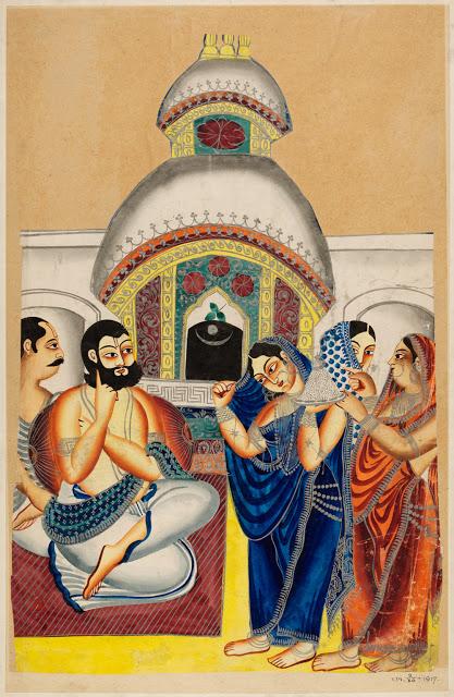 Kalighat Paintings on Tarakeswar affair of 1873, a Famous Murder and Scandal Case in 19th Century Calcutta (Kolkata)