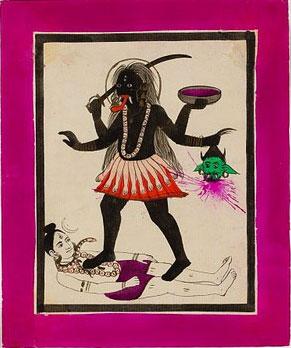 Kali dancing on Shiva - Late 19th Century Punjab