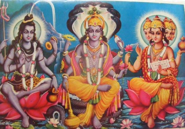 Shiva, Vishnu and Brahma - 1940's Vintage Print