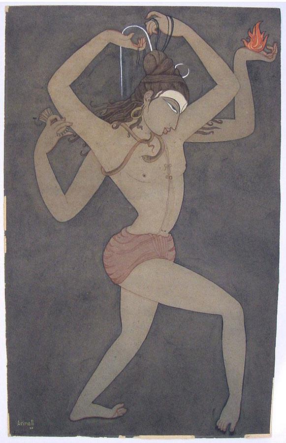 Shiva Gangadhara (Bearer of the Ganga, artist's title Shiva Nataraja) by Y. G. Srimati - c1945