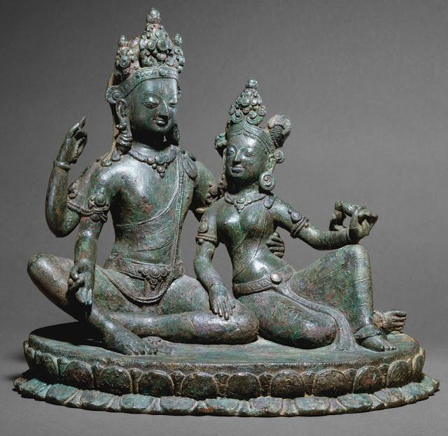 Shiva Seated with Uma (Umamaheshvara) - 11th century, Thakuri dynasty, Copper Alloy Sculpture, Nepal (Kathmandu Valley)